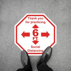 Social Distancing Floor Decal - Thank you for Practicing 6ft Octagon