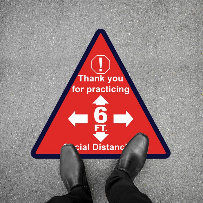 Social Distancing Floor Decal - Thank you for Practicing 6ft Triangle